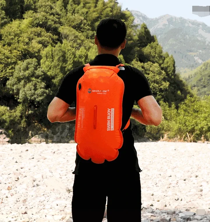 Double Airbag Swimming Buoy – Waterproof Floating Backpack for Open Water Safety & Storage