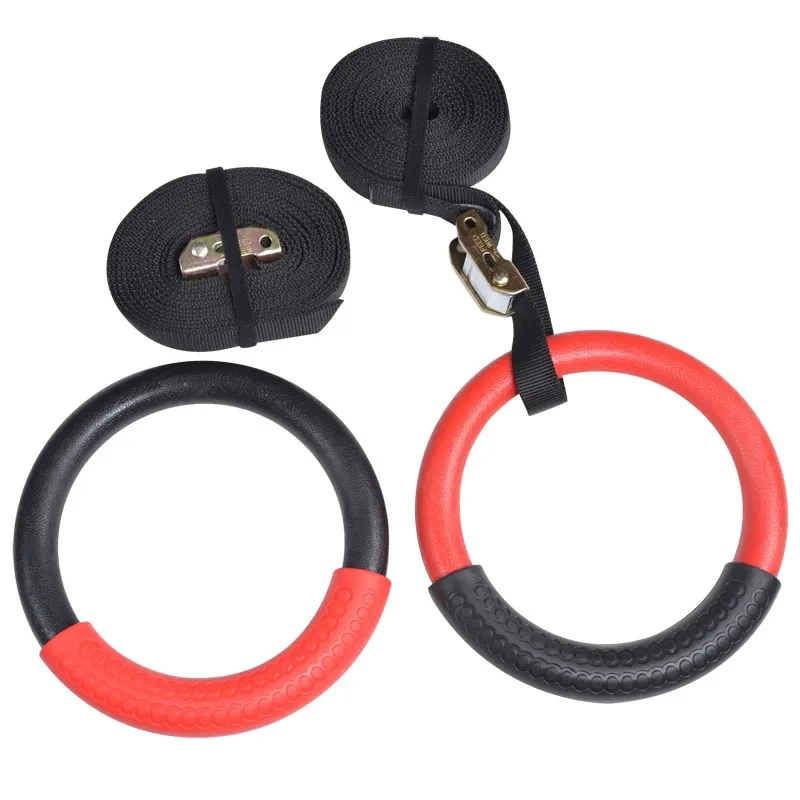Gymnastic Ring Fitness Ring Horizontal Bar – Heavy Duty Wooden & Plastic Rings with Adjustable Straps for Strength & Calisthenics Training