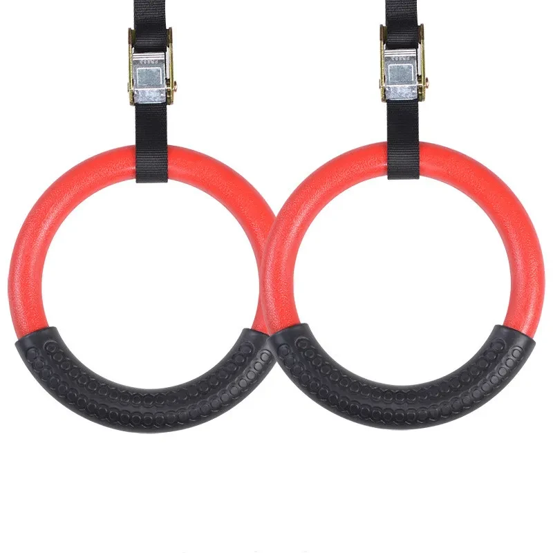 Gymnastic Ring Fitness Ring Horizontal Bar – Heavy Duty Wooden & Plastic Rings with Adjustable Straps for Strength & Calisthenics Training