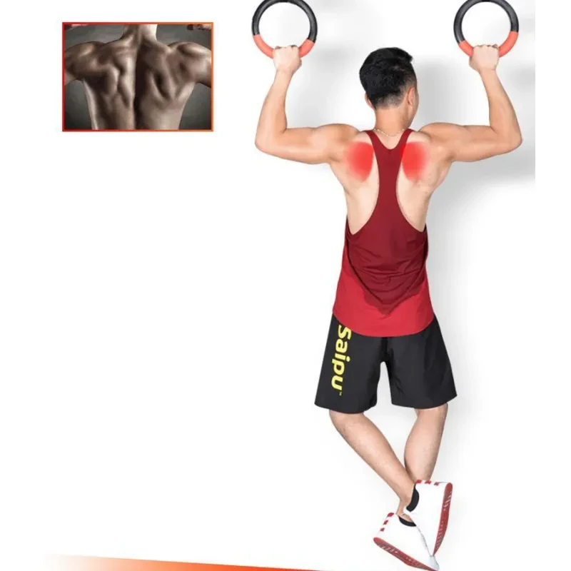 Gymnastic Ring Fitness Ring Horizontal Bar – Heavy Duty Wooden & Plastic Rings with Adjustable Straps for Strength & Calisthenics Training