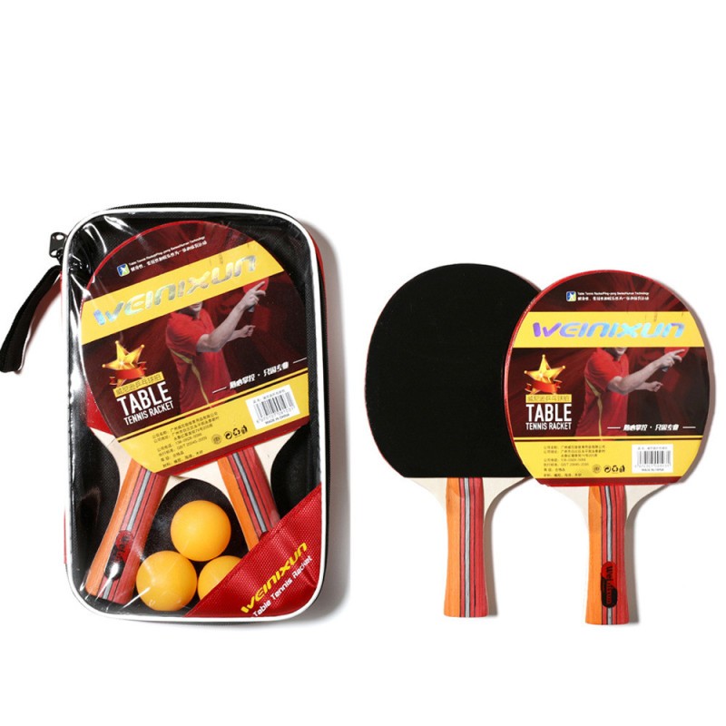 Double Rubber Ping Pong Racket – Horizontal Grip Set for Beginners