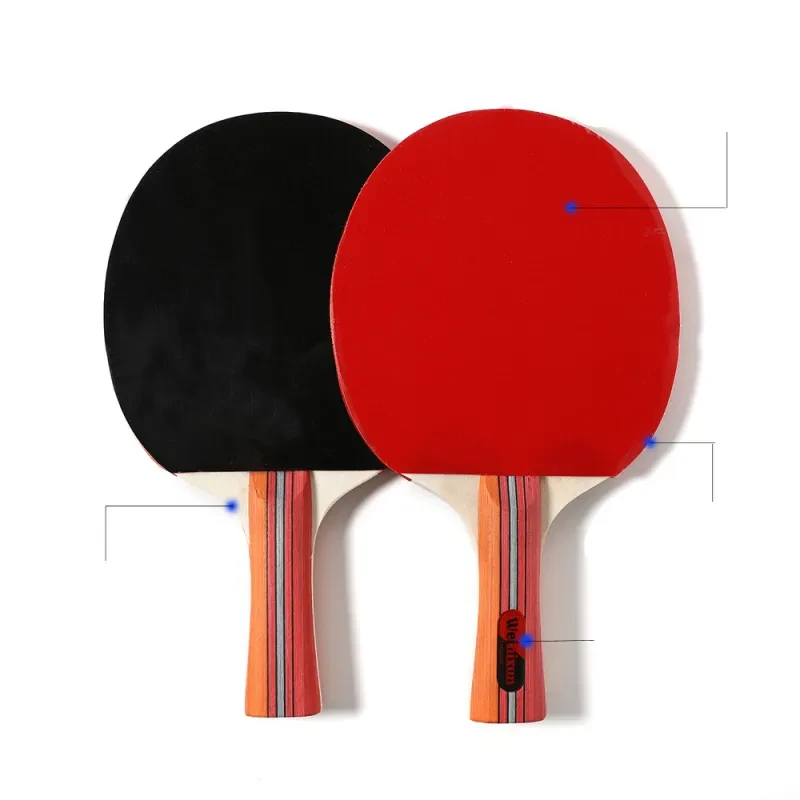 Double Rubber Ping Pong Racket – Horizontal Grip Set for Beginners