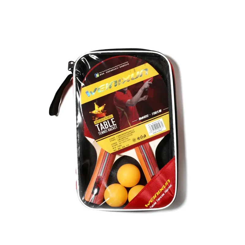Double Rubber Ping Pong Racket – Horizontal Grip Set for Beginners