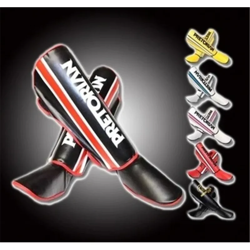 Muay Thai Shin Guards with Instep – PU Protective Gear for Boxing