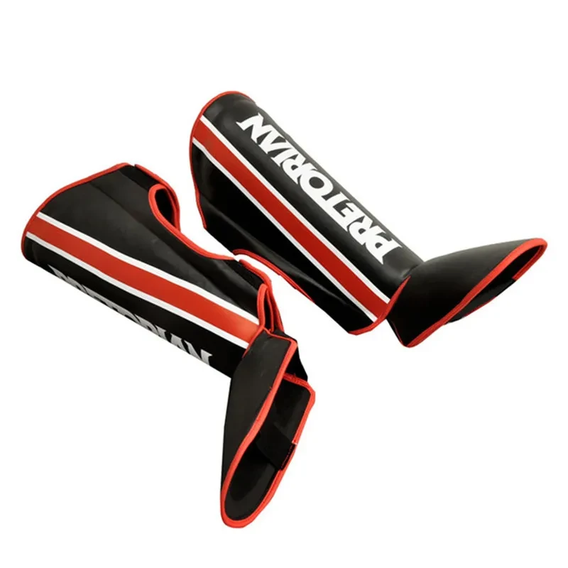 Muay Thai Shin Guards with Instep – PU Protective Gear for Boxing