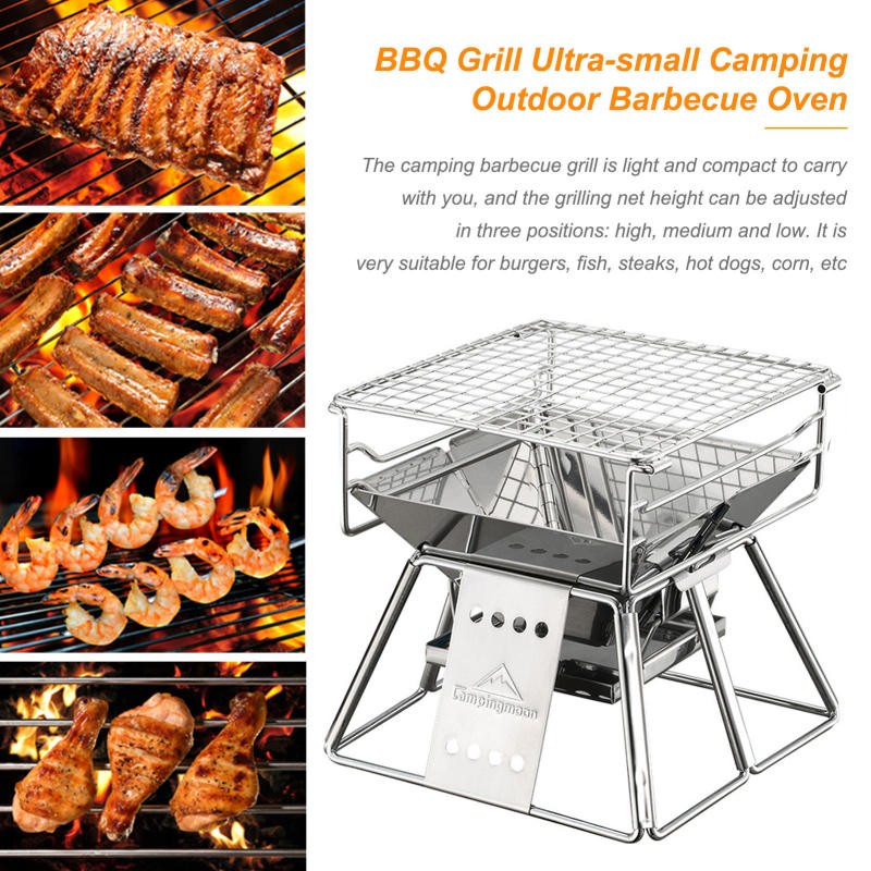 Portable Folding BBQ Grill – Stainless Steel, Non-Stick, Outdoor Use