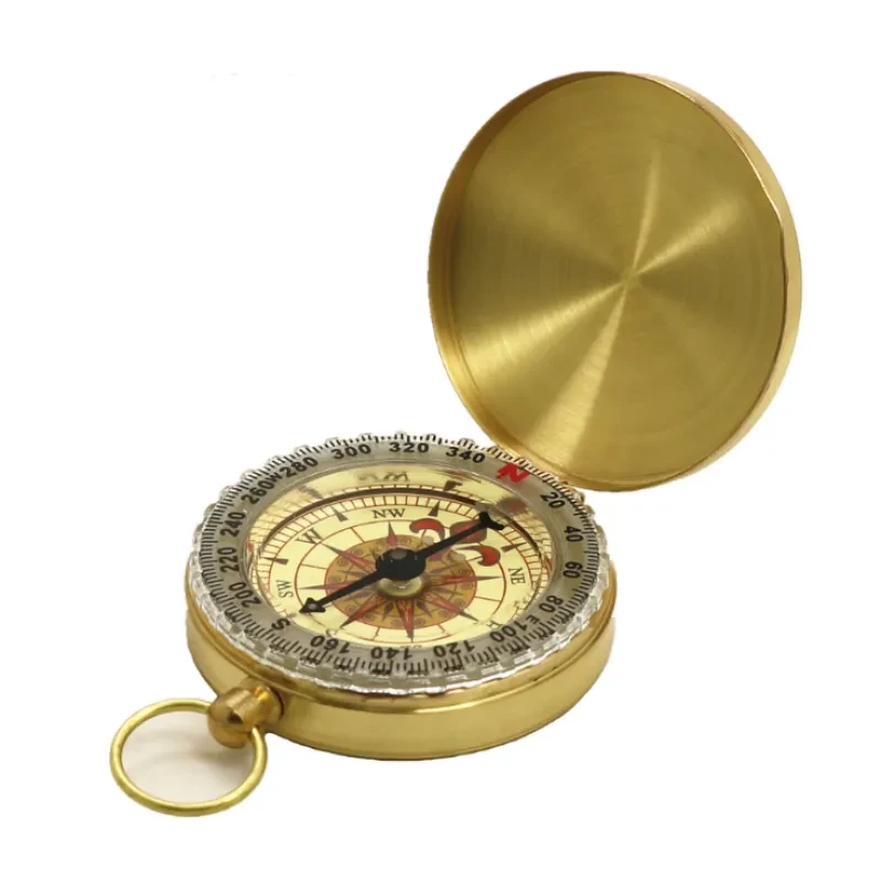 Vintage Copper Pocket Compass – Luminous, Waterproof, Flip Lid