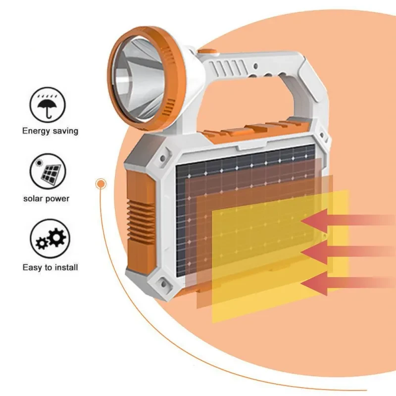 Solar Camping Lantern – Rechargeable LED Searchlight with USB Power