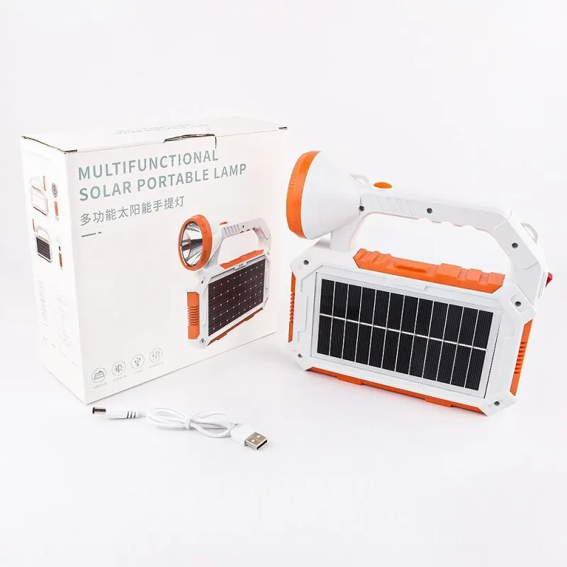 Solar Camping Lantern – Rechargeable LED Searchlight with USB Power