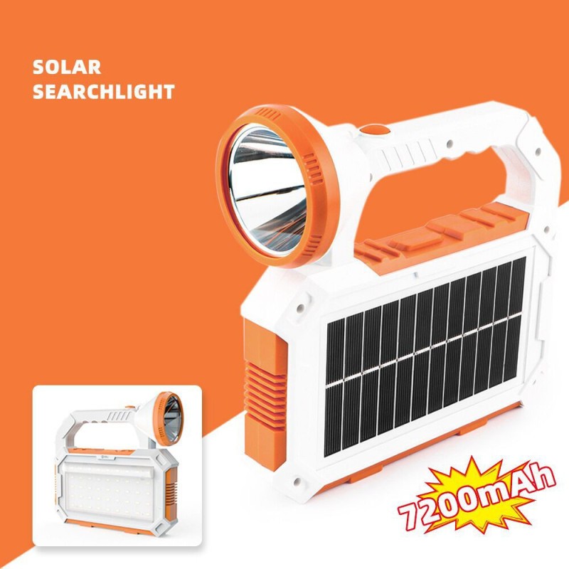 Solar Camping Lantern – Rechargeable LED Searchlight with USB Power
