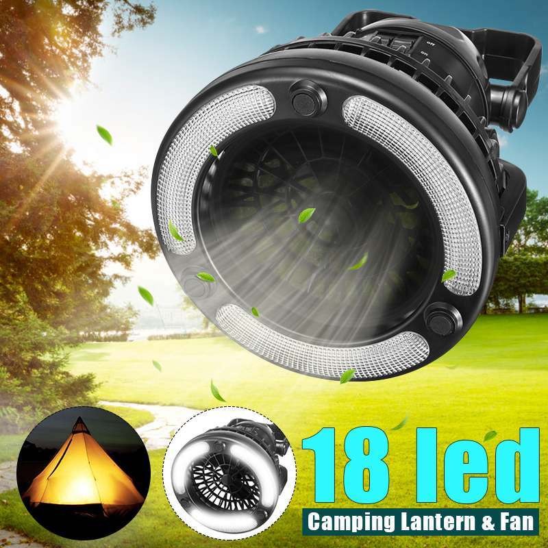 18 LED Camping Lantern with Fan – Hanging Light for Outdoors
