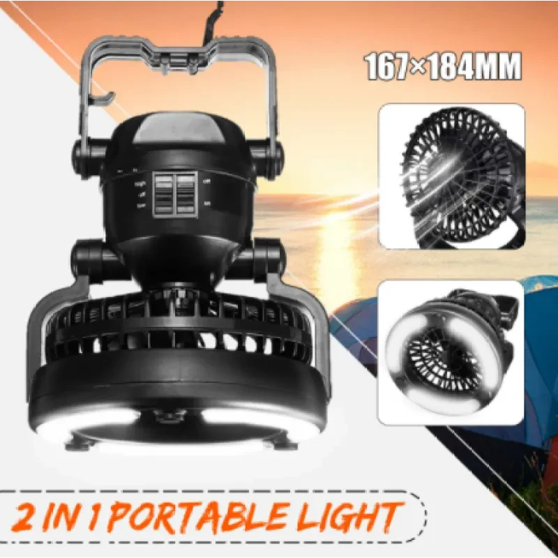 18 LED Camping Lantern with Fan – Hanging Light for Outdoors