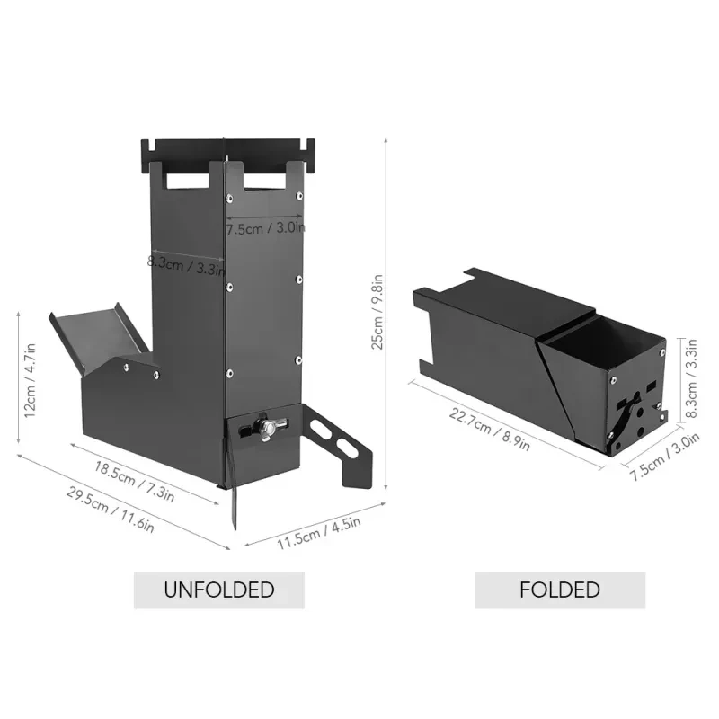 Black Titanium Folding Wood Stove – Portable Camping BBQ Stove