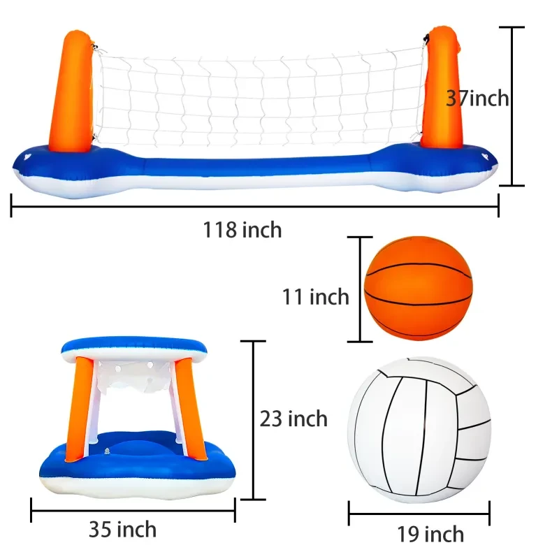 Inflatable Water Volleyball & Basketball Set β Pool & Beach Games