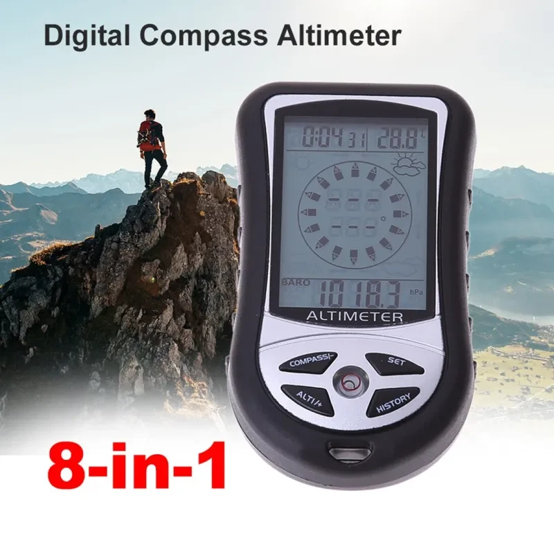 8-in-1 Handheld Digital Altimeter with Compass & Barometer