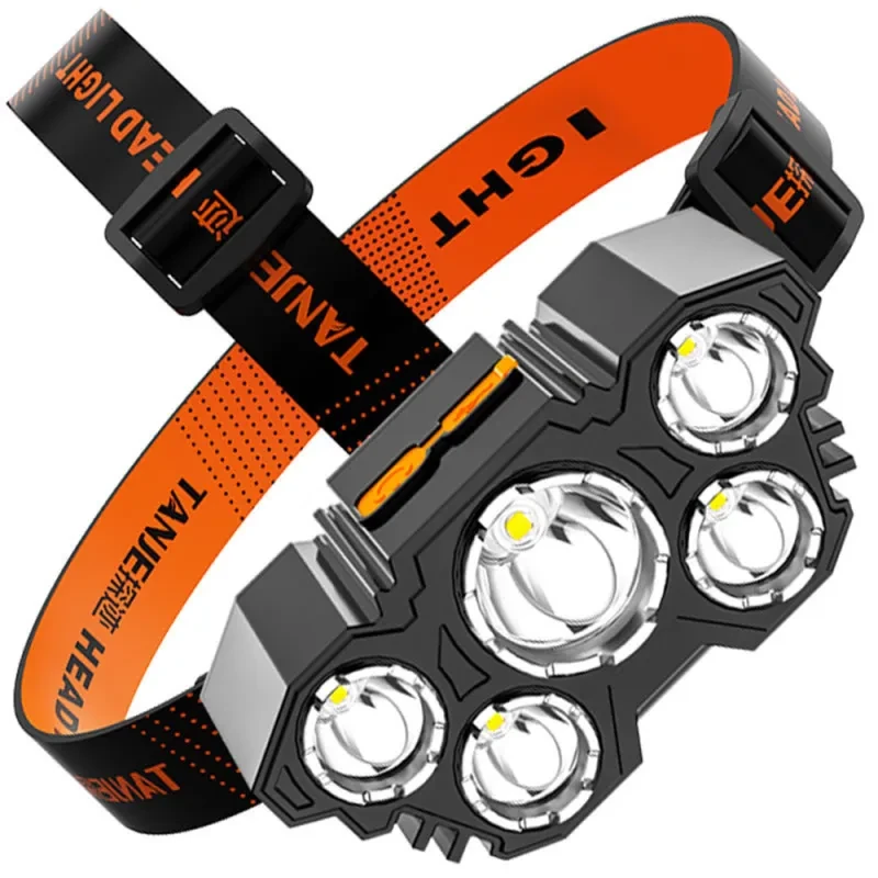 Rechargeable 5-LED Headlamp – Super Bright USB Fishing Light