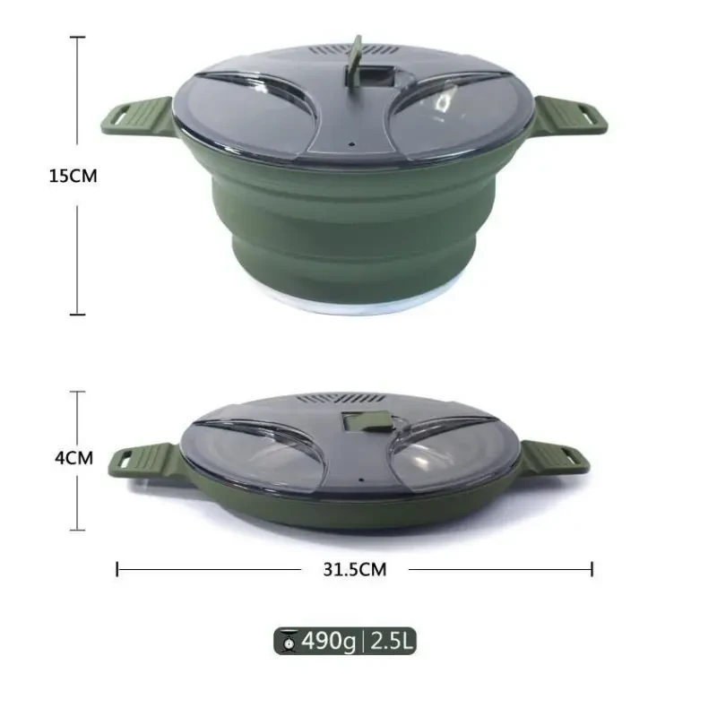 2.5L Collapsible Outdoor Travel Pot – Foldable Picnic Cookware