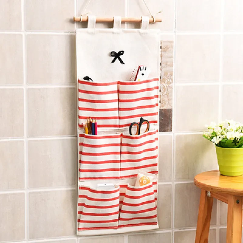 Cotton & Linen Wall-Mounted Multi-Layer Storage Bag – Hanging Organizer for Bathroom, Kitchen, and More