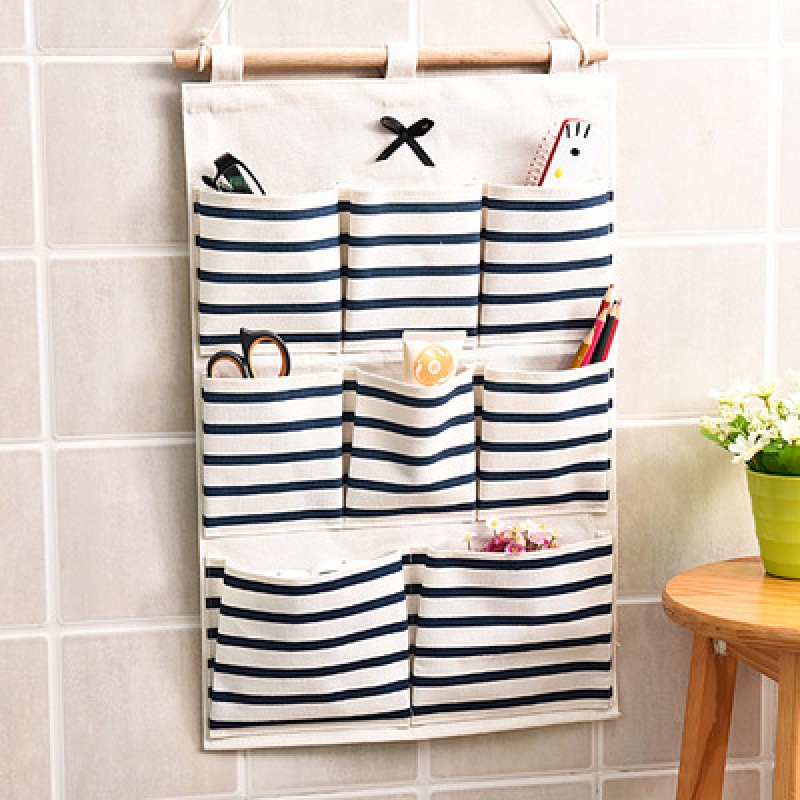 Cotton & Linen Wall-Mounted Multi-Layer Storage Bag – Hanging Organizer for Bathroom, Kitchen, and More