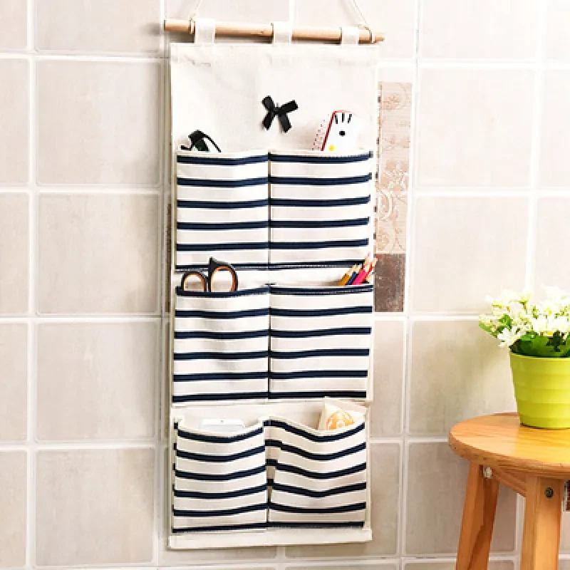 Cotton & Linen Wall-Mounted Multi-Layer Storage Bag – Hanging Organizer for Bathroom, Kitchen, and More