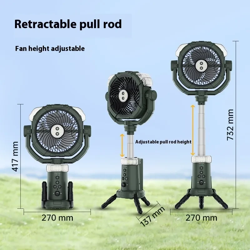 Portable Camping Spray Fan with Light – Remote Control & 12H Battery