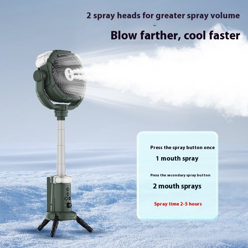 Portable Camping Spray Fan with Light – Remote Control & 12H Battery