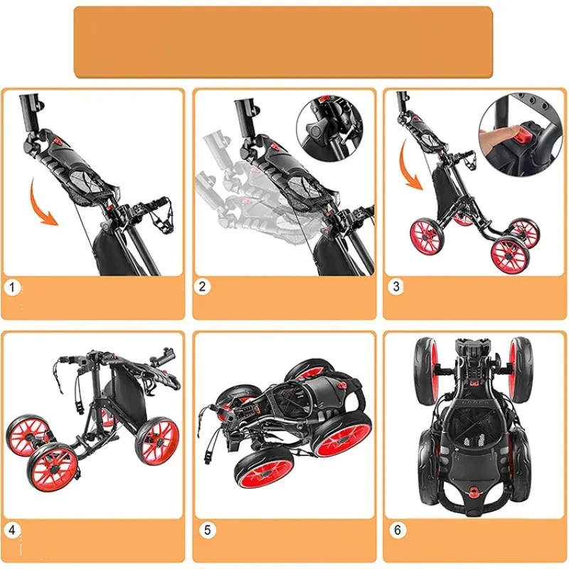 Foldable 4-Wheel Golf Trolley – Lightweight Aluminum Golf Cart