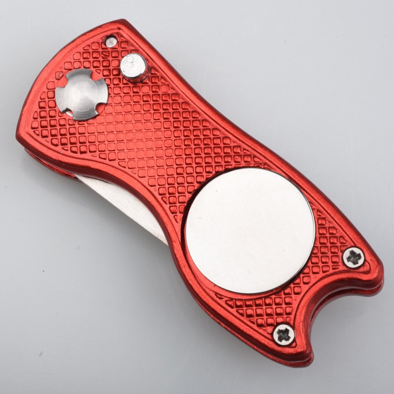 Golf Divot Repair Tool – Metal Fork with Aluminum Handle & Marker