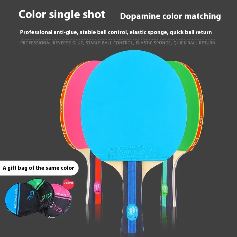 Pure Wood Table Tennis Racket with Bag – Long Handle, Pro Quality