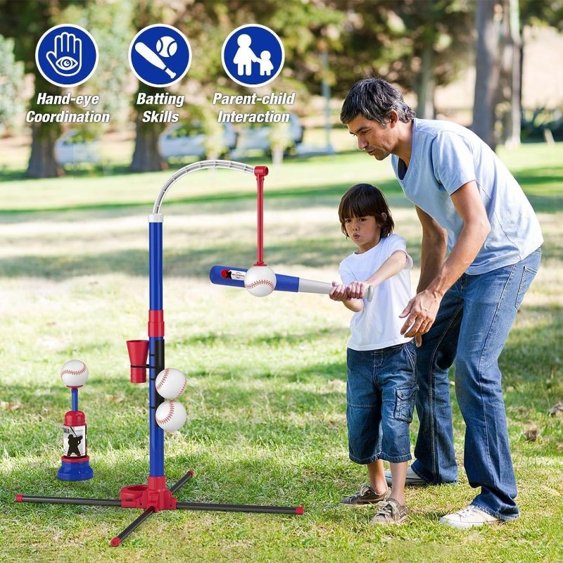3-in-1 Kids Baseball Toy Set – Auto Serve, Adjustable Height Fun