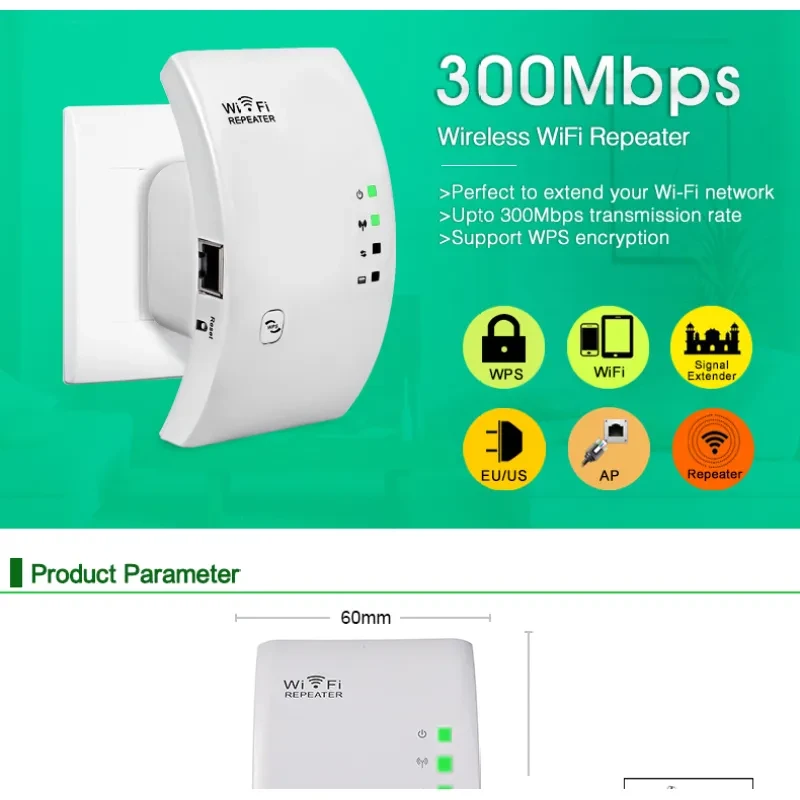 EASYIDEA WiFi Repeater 1KM Range – 300Mbps Signal Booster Extender