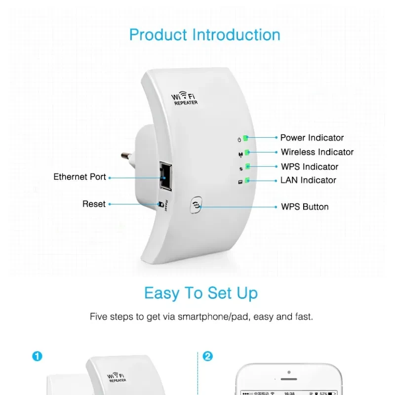 EASYIDEA WiFi Repeater 1KM Range – 300Mbps Signal Booster Extender