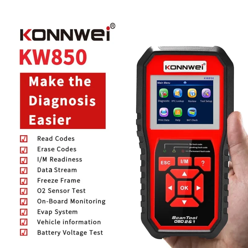 KW850 OBD2 Code Reader – CAN BUS Car Diagnostic Fault Scanner
