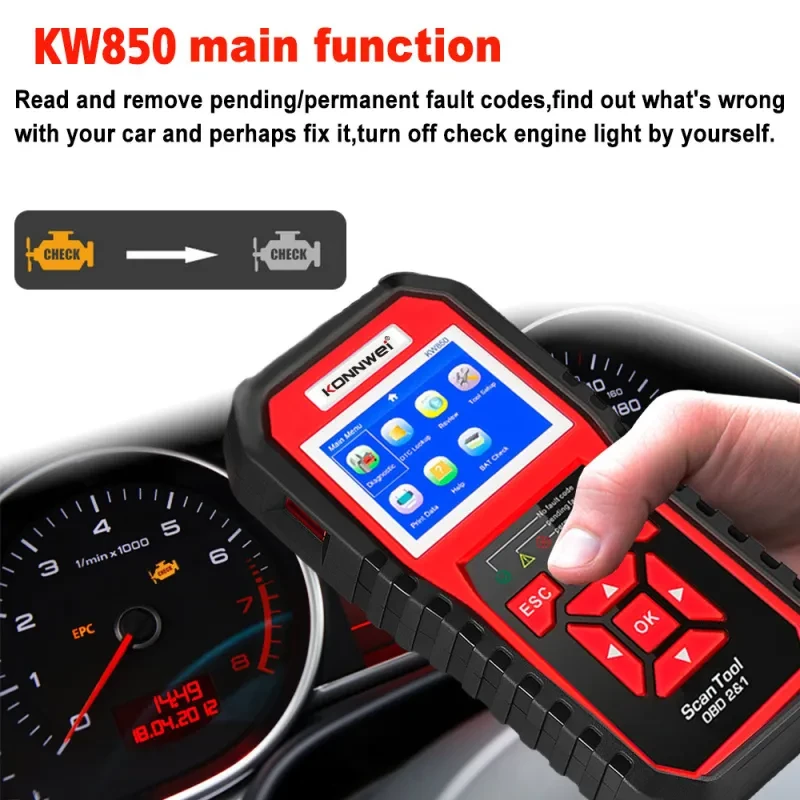 KW850 OBD2 Code Reader – CAN BUS Car Diagnostic Fault Scanner