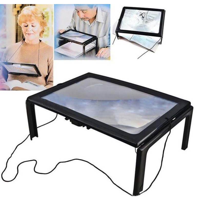 Full-Page LED Magnifying Glass – A4 Desktop Magnifier for Elders