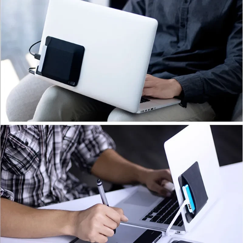 Adhesive Laptop Back Storage Bag – Slim Organizer with Pen Loop