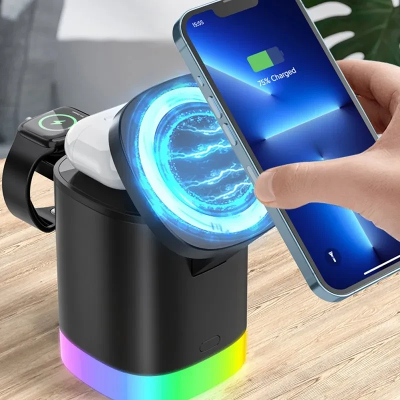 3-in-1 Magnetic Wireless Fast Charger – iPhone, AirPods, iWatch Dock