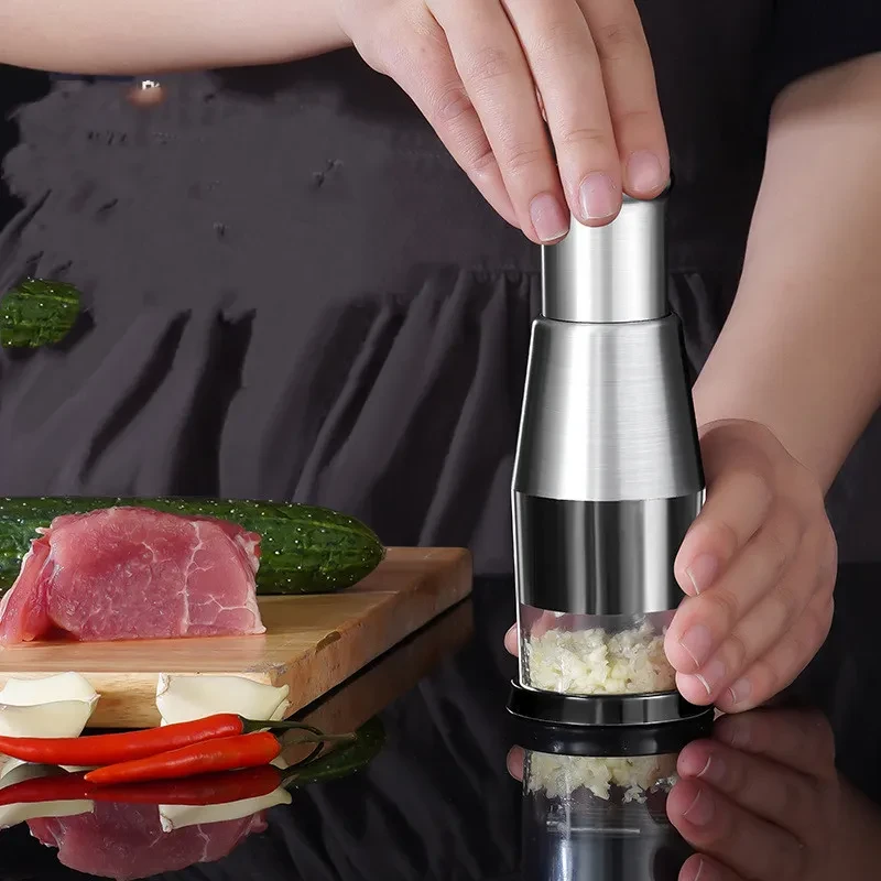 Manual Garlic & Onion Chopper – Stainless Steel Kitchen Squeezer