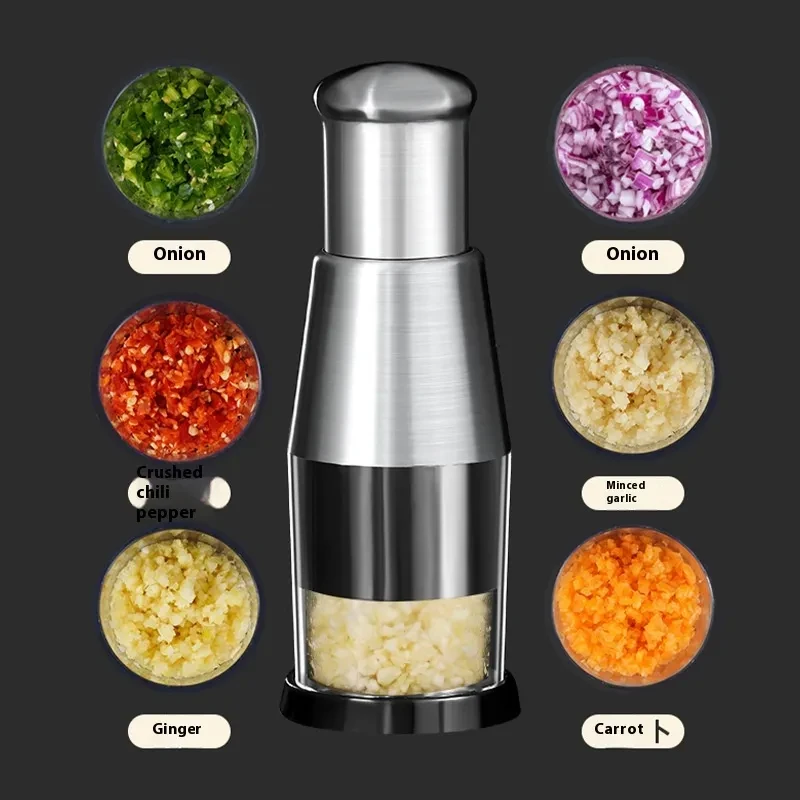 Manual Garlic & Onion Chopper – Stainless Steel Kitchen Squeezer