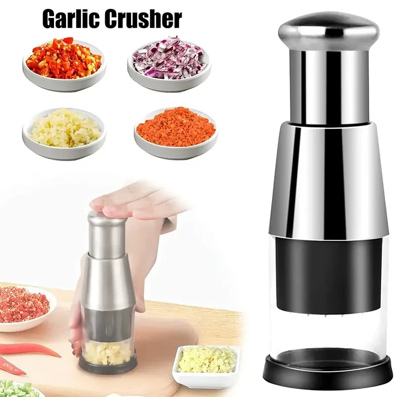 Manual Garlic & Onion Chopper – Stainless Steel Kitchen Squeezer