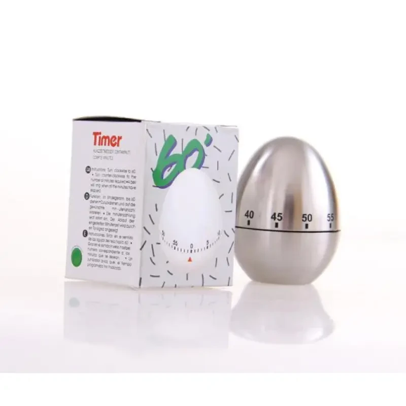 Amoilly Egg-Shaped Stainless Steel Kitchen Timer
