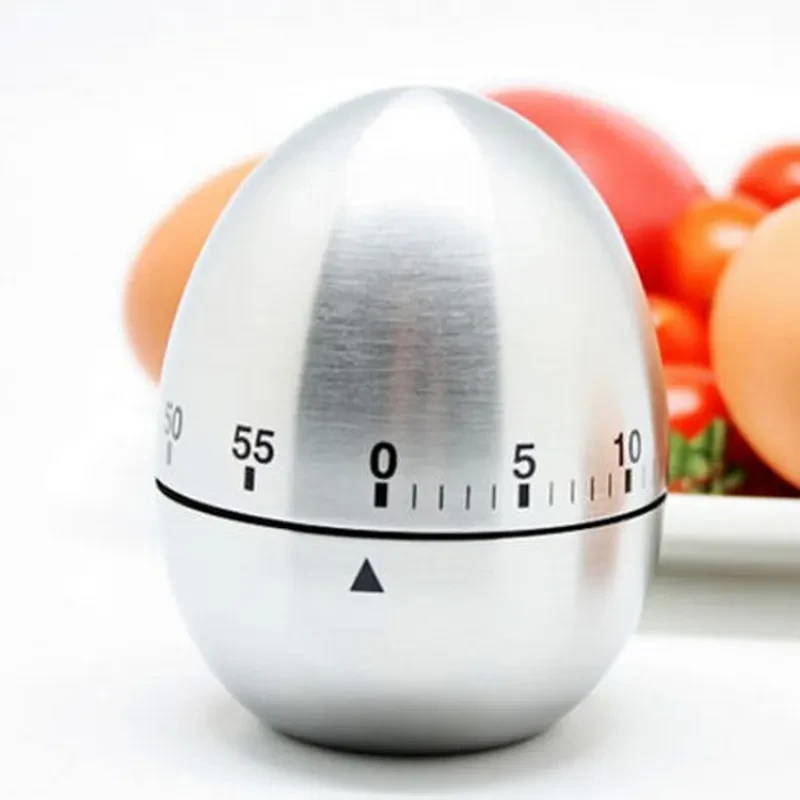 Amoilly Egg-Shaped Stainless Steel Kitchen Timer