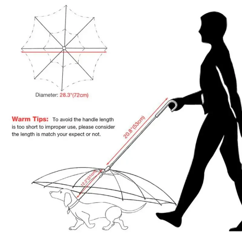 Transparent Dog Umbrella with Leash – Removable Pet Rain Cover