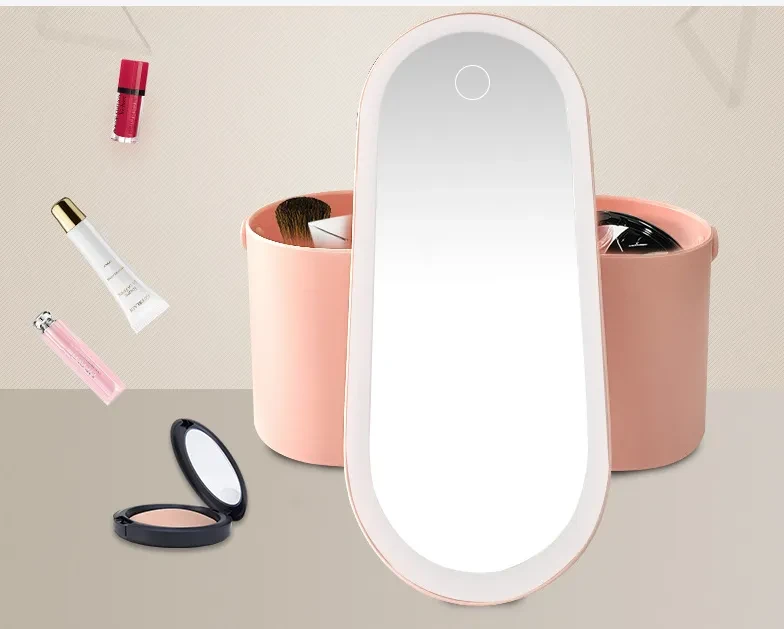 LED Makeup Mirror Storage Box β Portable Travel Organizer Case