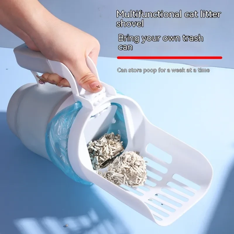 2-in-1 Cat Litter Scoop with Waste Bin & Refill Bags – Foldable Base