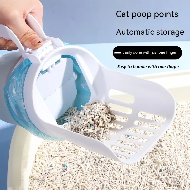 2-in-1 Cat Litter Scoop with Waste Bin & Refill Bags – Foldable Base