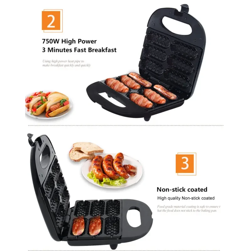 Electric Hot Dog Roaster – Non-Stick Sausage Frying Machine 750W