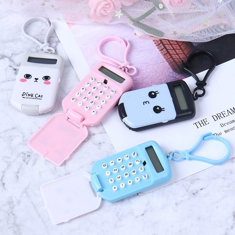 Cute Cookie-Shaped Mini Calculator – Portable Keychain Office Tool