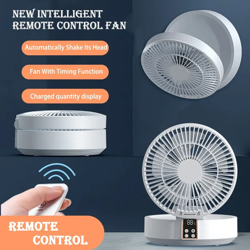 Rechargeable Folding Fan with Remote – USB Ceiling & Desk Fan