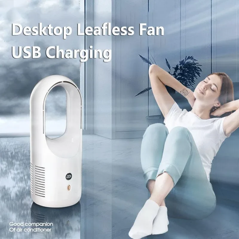 Portable Bladeless Fan with LED Display – Silent USB Air Cooler